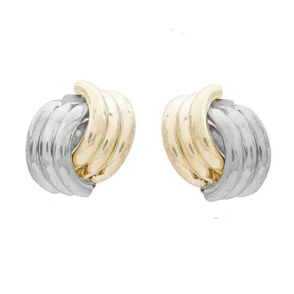 Gold-Tone Geometric Twist Earrings: Fashionable and Versatile Multi-Layer Braided Earrings for Women.