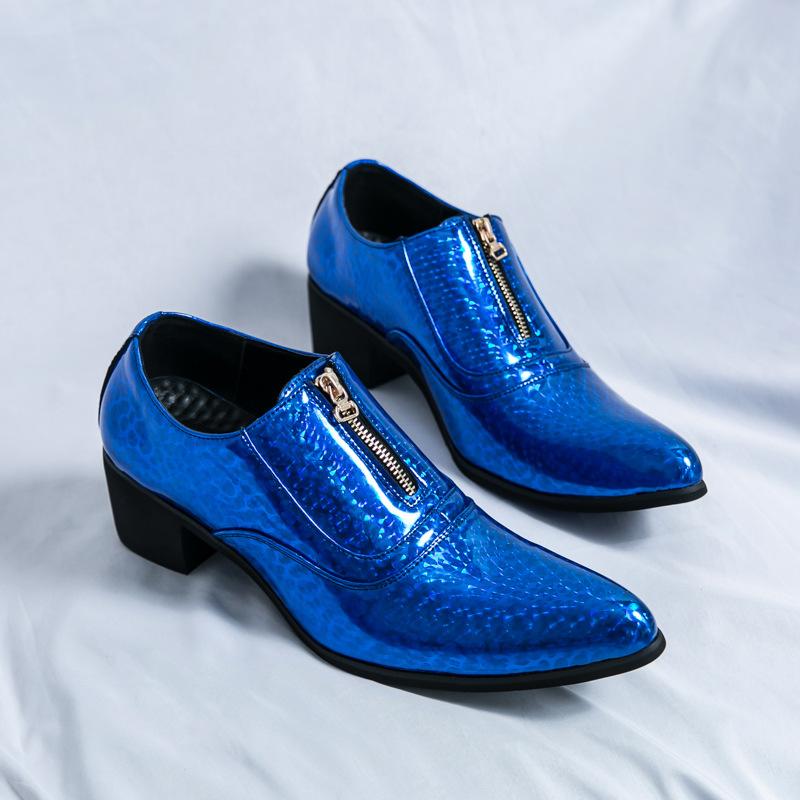 

Men s shoes foreign trade new casual leather shoes fashion trend heightening leather shoes trend glossy pointed leather shoes 46