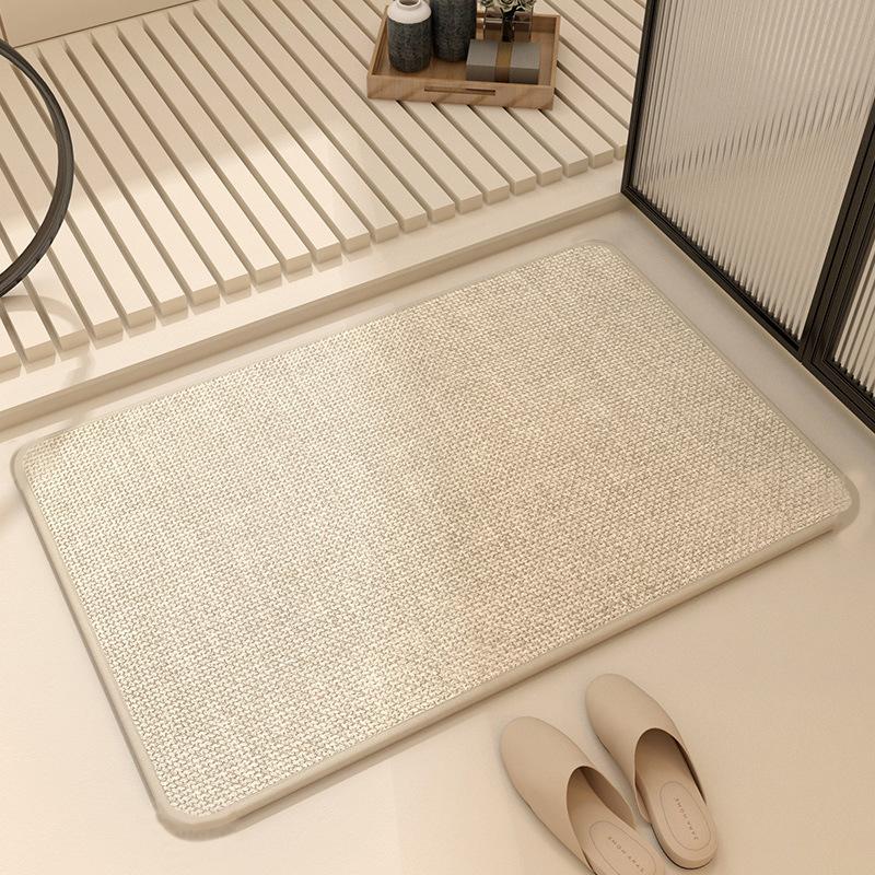 Toilet Solid Color Linen Floor Mat Bathroom Door Water Absorption Non-Slip Toilet Floor Mat Toilet Kitchen Dirt-Resistant Carpet