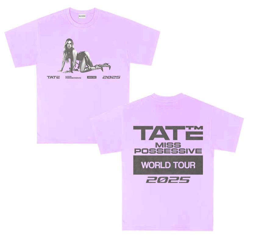 90s Vintage Tate McRae Miss Possessive Tour 2025 New Merch Tee Shirt Unisex Fashion Harajuku High Quality Cotton Tees Streetwear