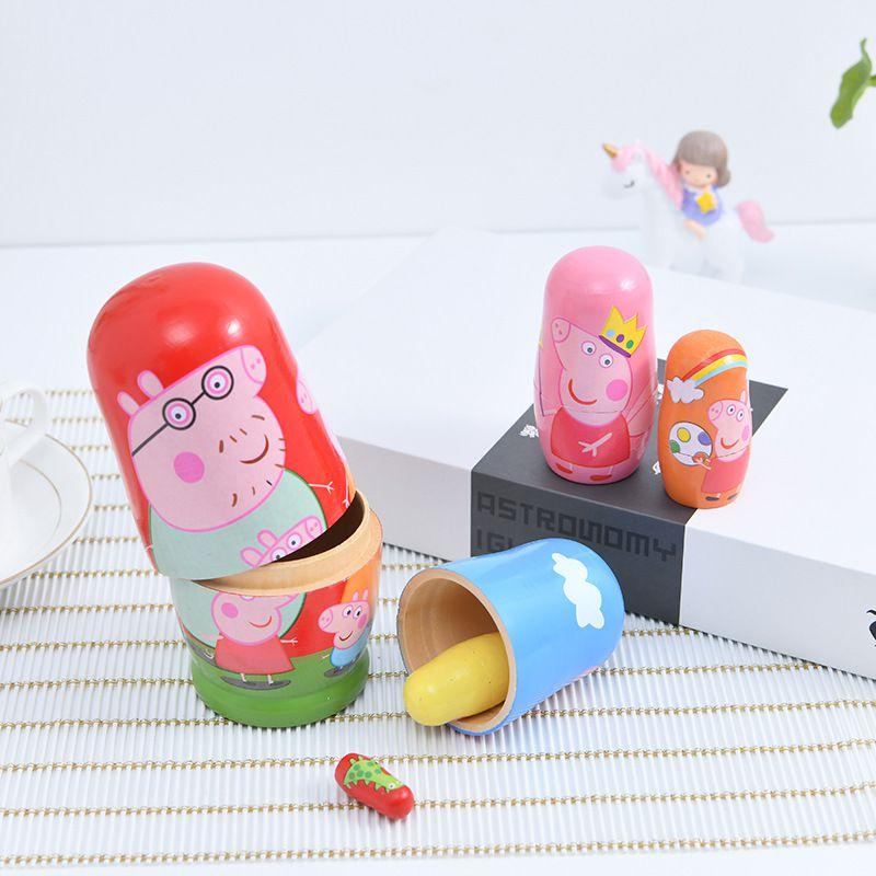 Cute Peppa Pig Matryoshka Doll Set 6 Layers Of Hand-painted Decoration