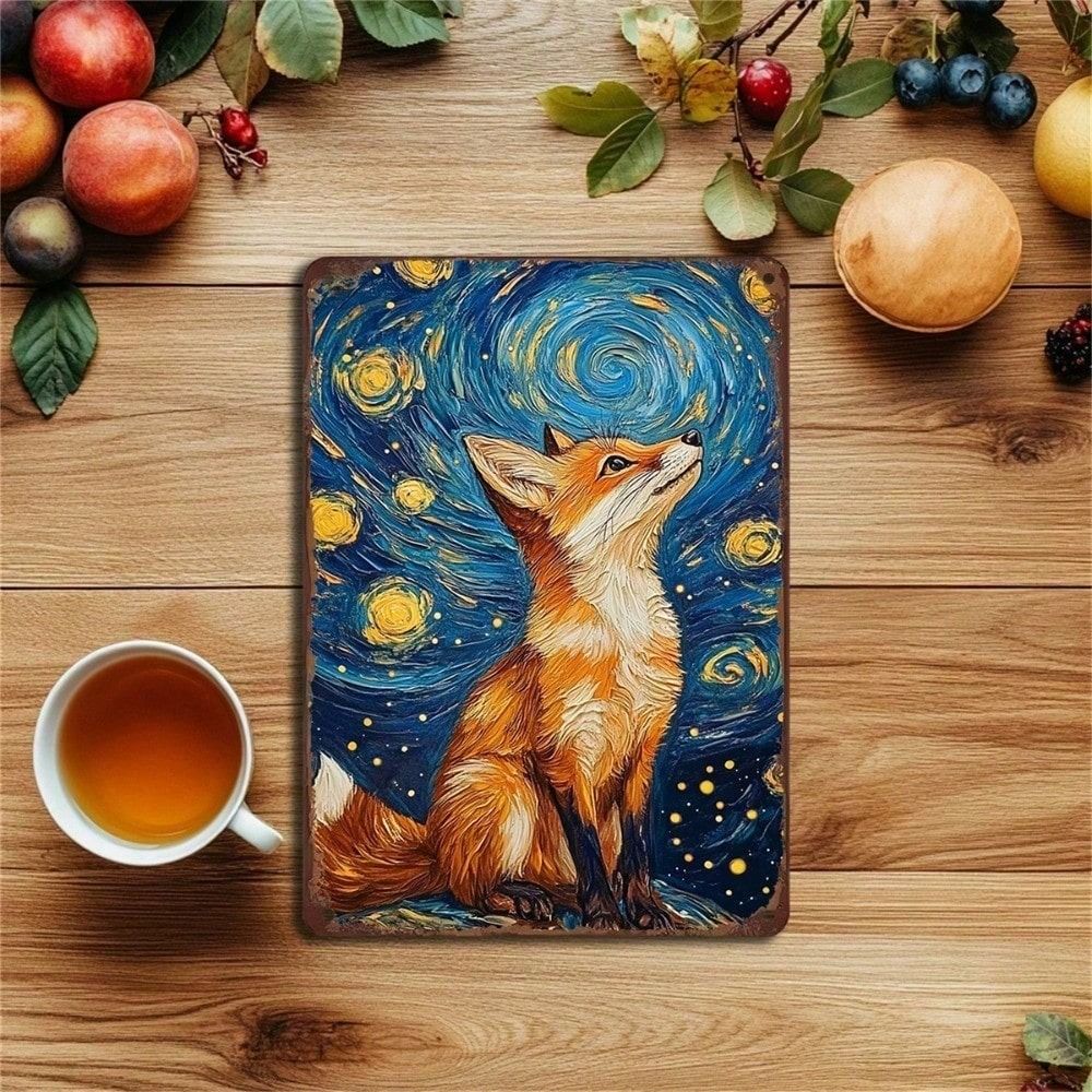 Wandkunst Metallposter Vincent Van Gogh Sternennacht Fuchs, Ländliche Wohnzimmerdekoration