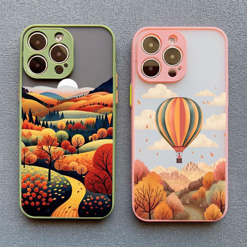 Leaves Autumn Forest House Phone Case for iPhone 12 13 Mini 11 14 15 16 Plus Pro Max 7 8 SE 2020 X XS XR Protective Phone Cover