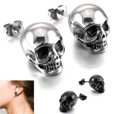 Hiphop Style Personality Earrings Prevent Allergy Mini Ear Clip Skeleton Stud Earrings  Unisex