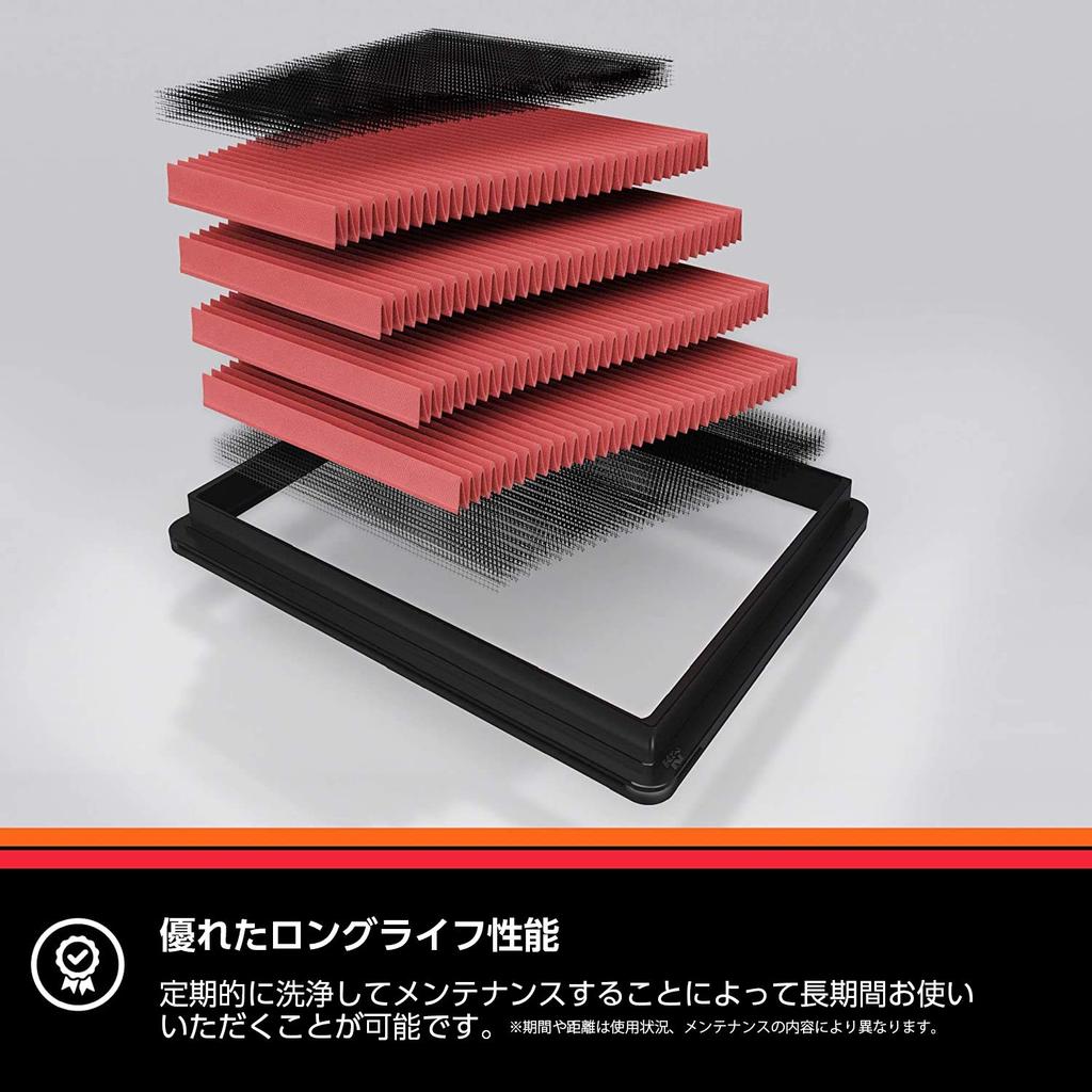 Genuine Replacement Air Filter for Toyota Hilux GUN125 Part Number [Officially Imported] K&N 2.4L, 33-3045