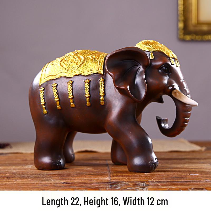 Thai-Style Lucky Elephant Ceramic Ornament for Home or Office Decor