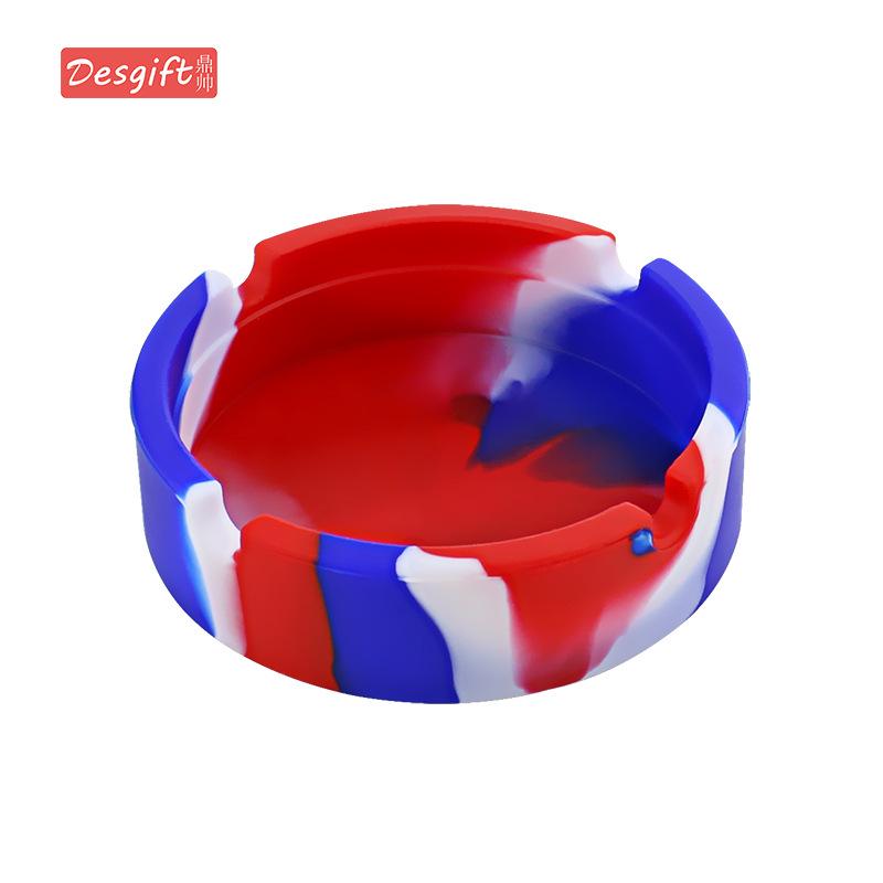 Round Soft Silicone Camouflage Ashtray with Logo - Multi-color Smoking Accessory Holder