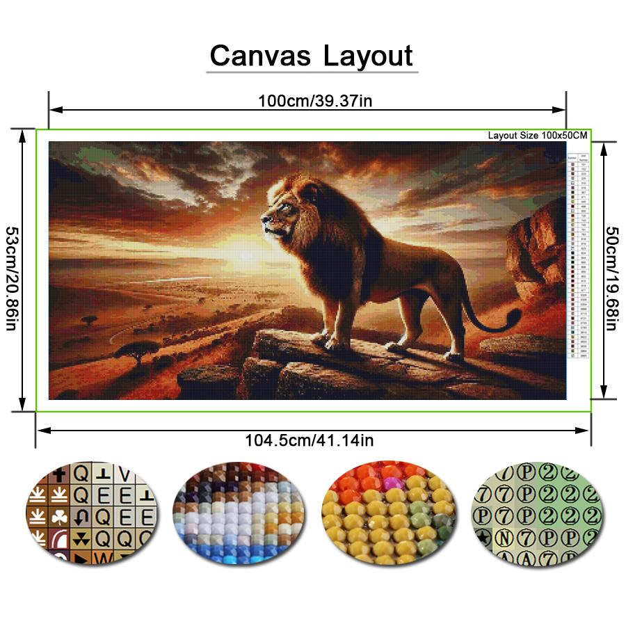 Sunset Lion Large Size Diamond Painting Diy Full Square Round Drill Rhinestone Embroidery Wild Animals Mosaic Cross Stitch Kits Wall Decor