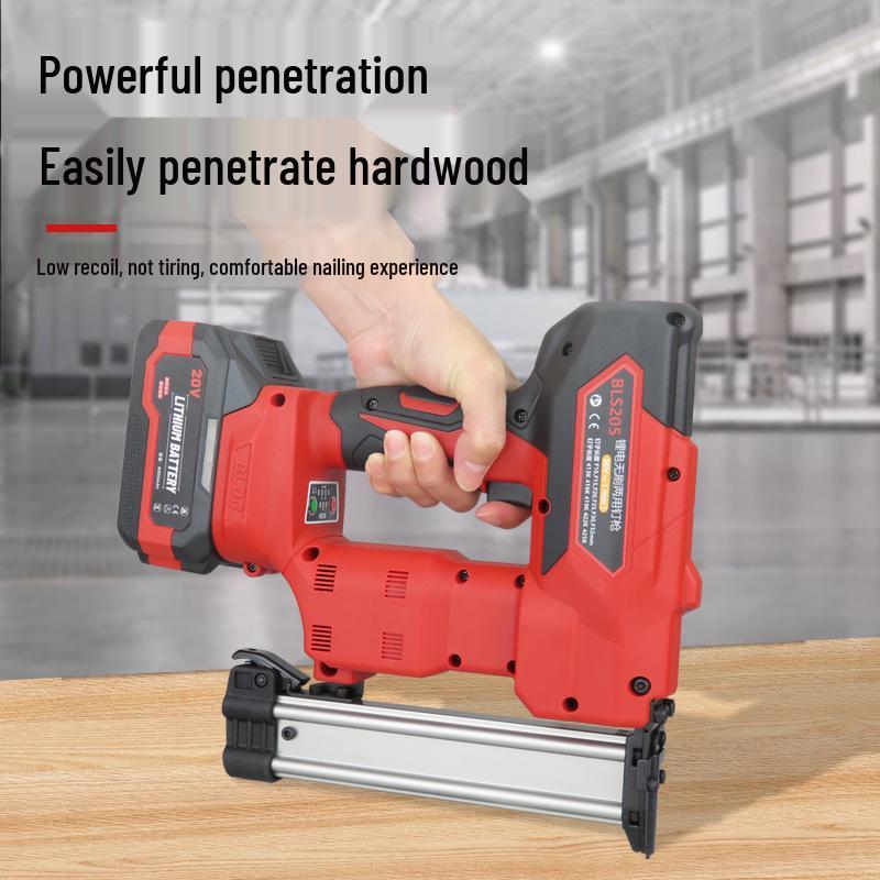 Gaobao F32 Brushless Lithium Battery Brad Nailer: Dual-Use Woodworking Straight Nail Gun with Continuous Firing.