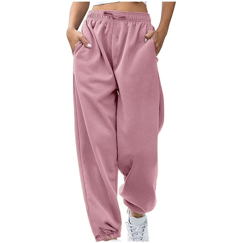 Damen Fleecegefütterte Lockere Konische Jogginghose, Kordelzug Taille Taschen Lässige Haus Sport Hosen für Grenzüberschreitend Europa Amerika