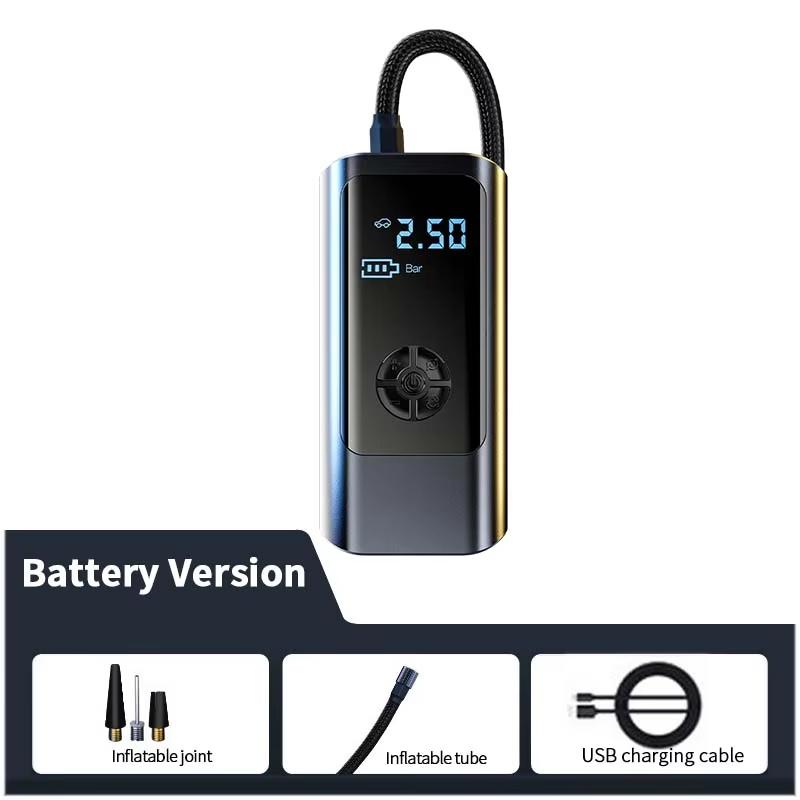 

Воздушный насос с точным обнаружением, портативный электрический насос для шин транспортного средства, интеллектуальный беспроводной цифровой дисплей, мощный мини-воздушный насос для пополнения воздуха чёрный