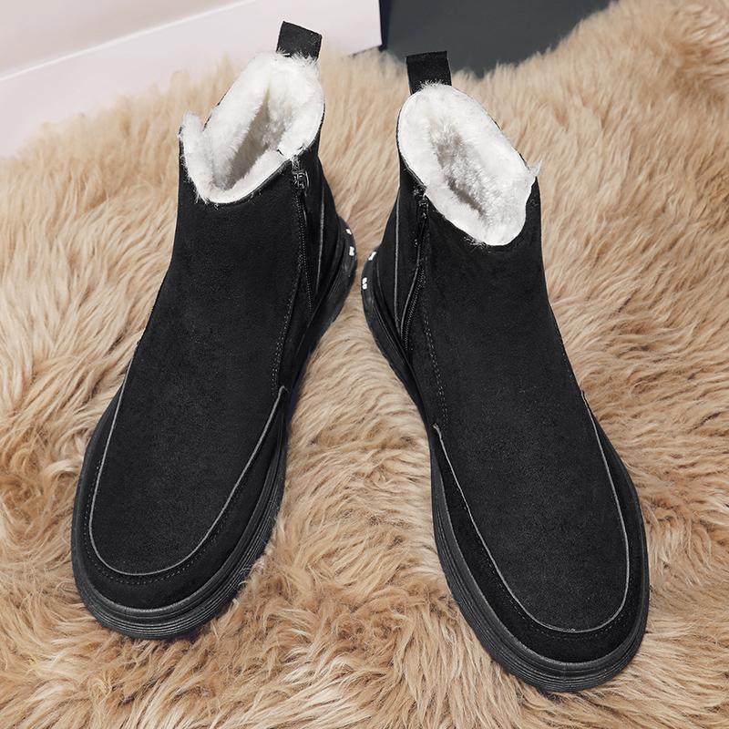 Golden Sapling Vinter Snøstøvler Herre Mote Plattform Flats Sko Tykkere Varm Plysj Ankel Botas Mann Utendørs Vindtette Sko