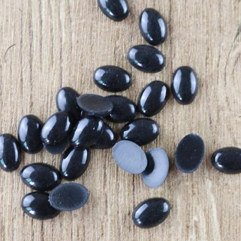 Oval Black Flat Bottom Eyes for DIY Handmade Doll Hair Clips - Wool Yarn Plush Accessories