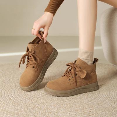 Best-selling Vintage-style Shoes - New Women's Lace-up Thick-soled Casual Short Boots