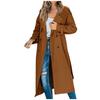 Elegant Women Long Solid Color Trench Coat Casual Winter Autumn Jacket Temperament Style