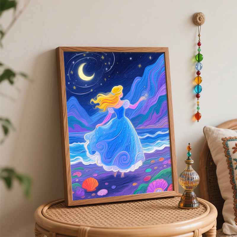 Disney Digital Oil Painting Art Kit Starry Night Princess Handmade Coloring Painting Home Decor