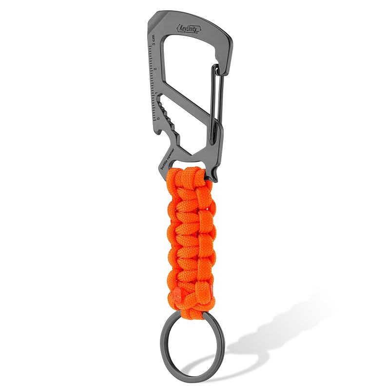 

[KeyUnity] KC00 Paracord Keychain with Carabiner Strap ring hook clip with ring outdoor camping for backpack multicolor (BK21)