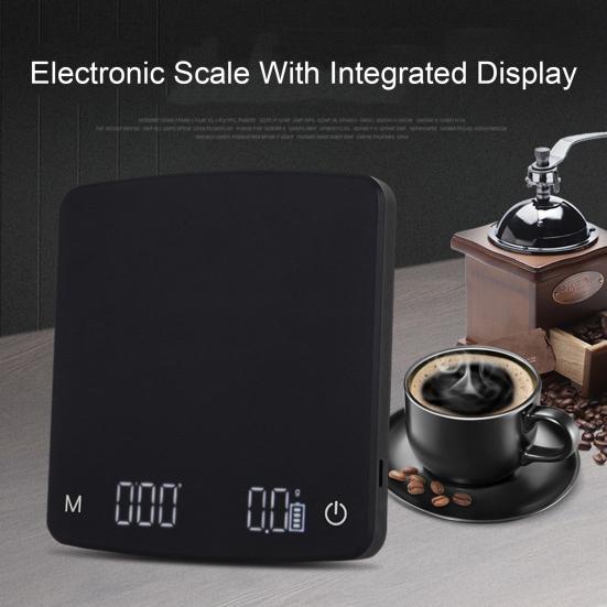 Coffee Scale with Timer High Precision Pour Over Espresso USB Type-C Rechargeable Scale Integrated Display Night Vision Gram Scale with Waterproof Pad