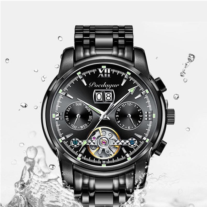 POEDAGAR Business Watch Men Luxury Fashion Stainless Steel Sport Watches Masculino