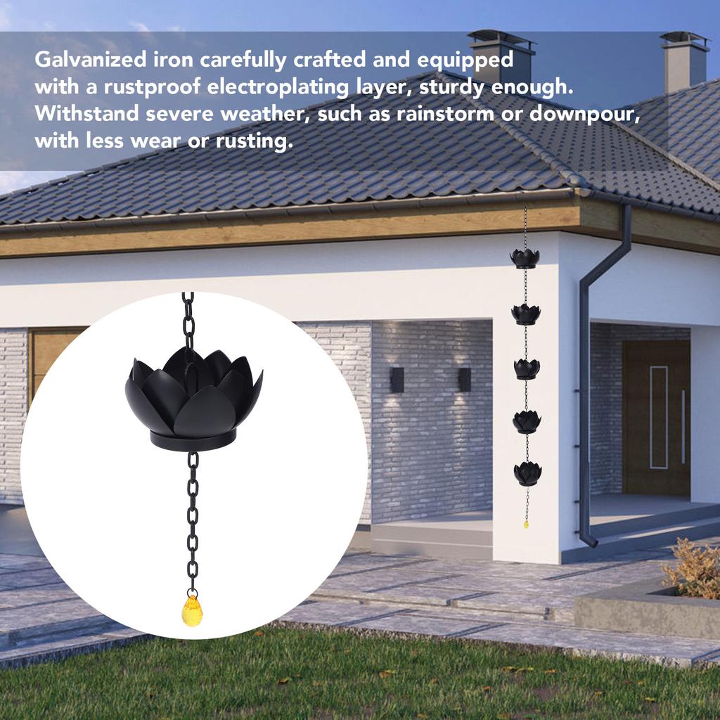 Hanging Rain Chain Metal Handmade Weatherproof Gutter Chain for Gardens Porches Gazebos Decks