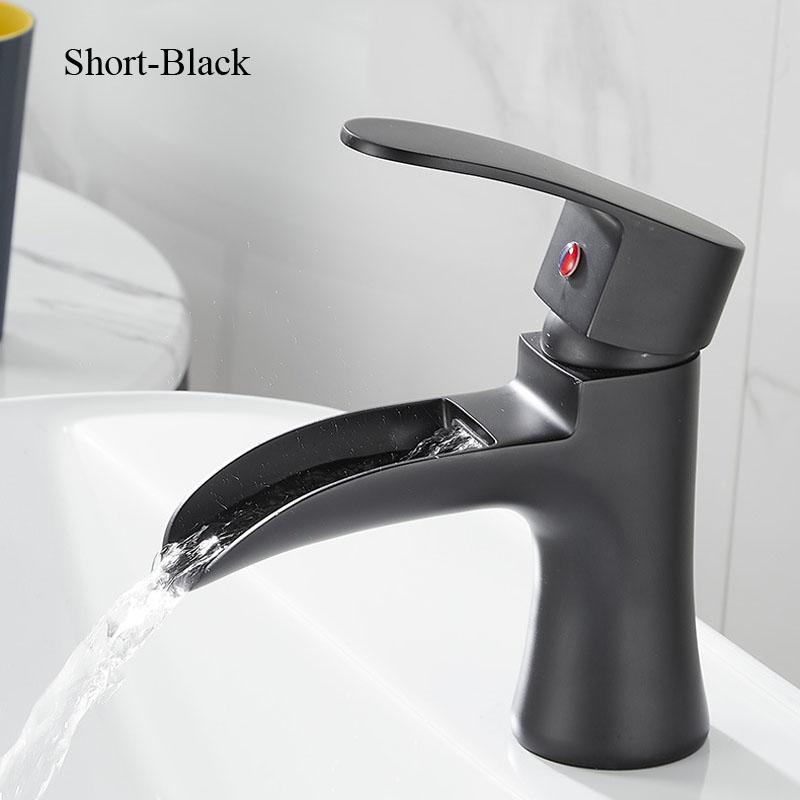 Waterfall Basin Faucet Bathroom Deck Mounted Gold Sink Tap Cold and Hot Water Mixer Tap Brass Chrome Vanity Vessel Sink Faucets
