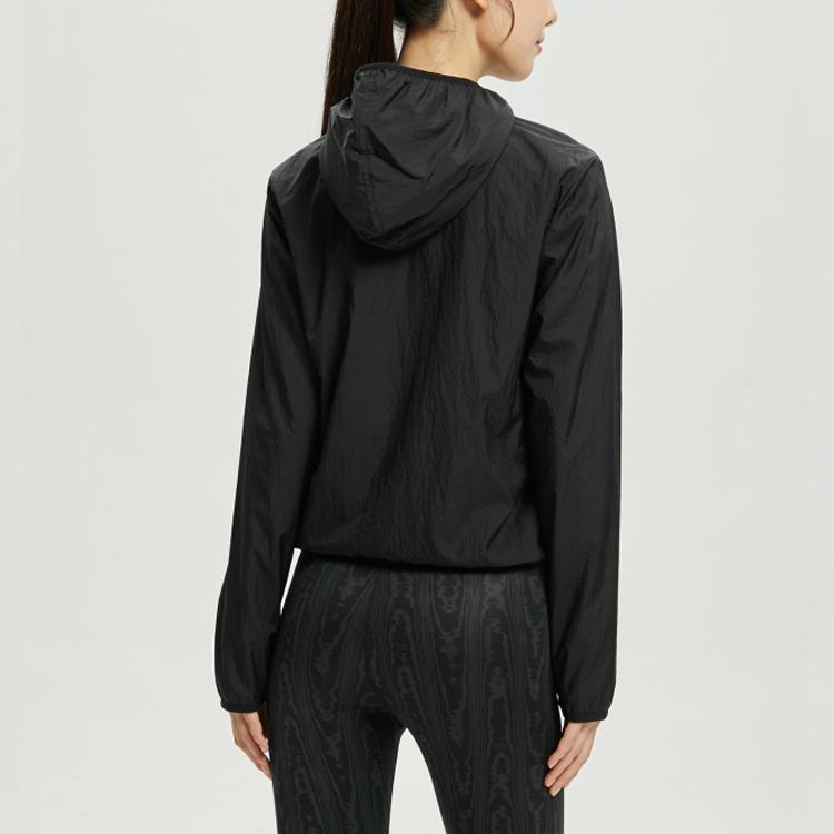 Calvin Klein SS22 Logo Print Hooded Short Sports Jacket Women Jackets Black 4WS2O514-001