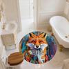 City Fox,Round Area Rug,Carpet Rug for Living Room Bedroom Sofa Playroom Decor,Non-slip Floor Mat