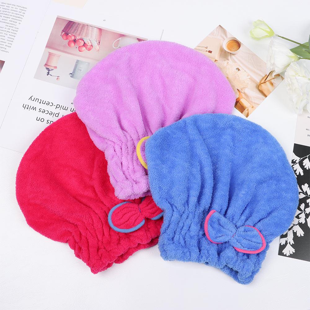 Microfiber Breathability Quick Drying Quickly Dry Hair Hat Hair Towel Cap Bowknot Wrap