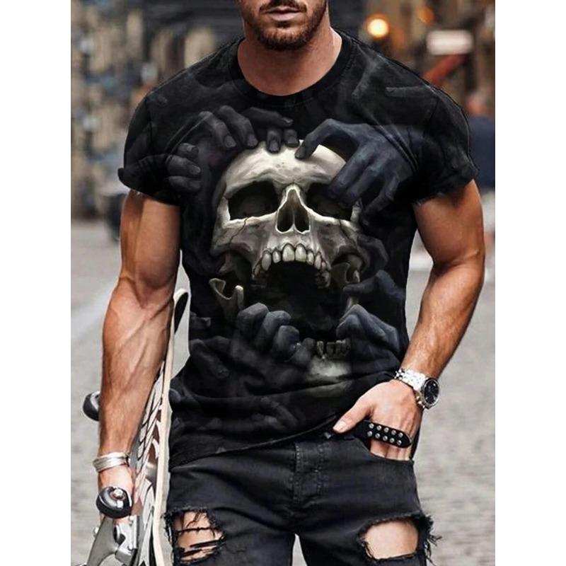 Tricou pentru bărbați Summer Everyday Street Tricou bărbați cu imprimeu cu cranii Top casual cu mâneci scurte Sport în aer liber Moda tricou bărbați
