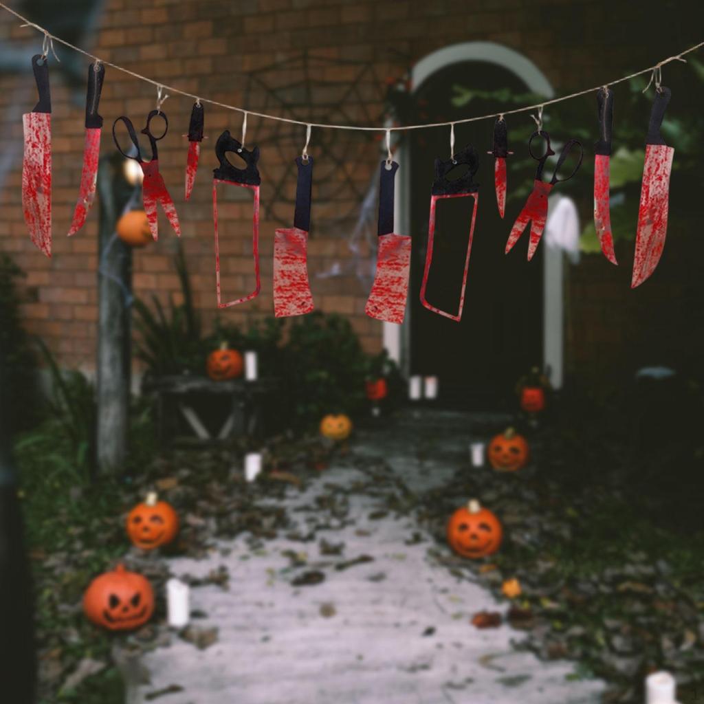 Halloween Knife Banner Decoration Versatile Scary Horrible Ornament Hanging for Hotel Railing