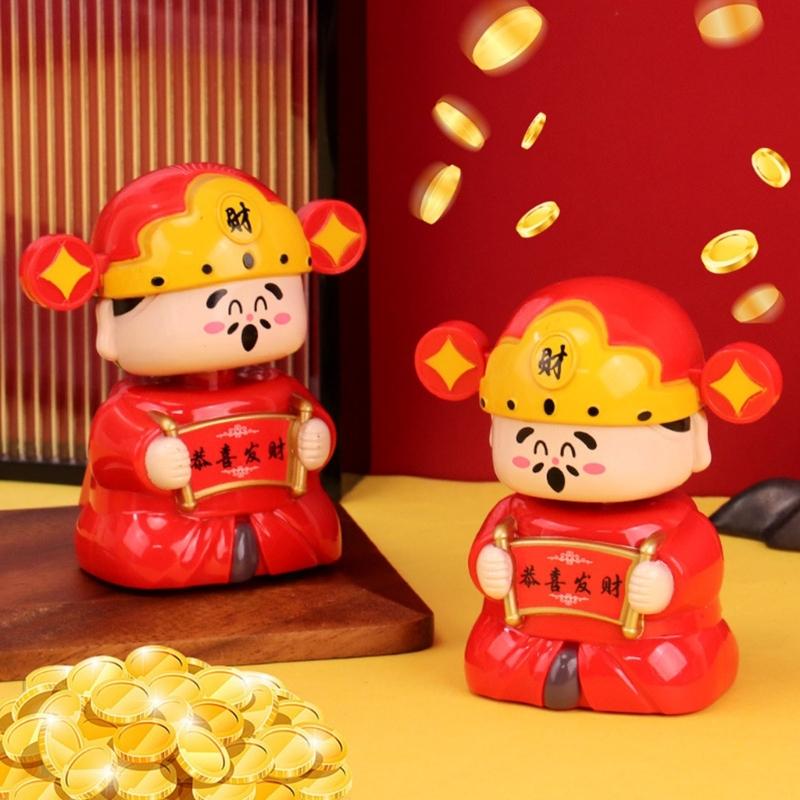 God of Wealth Solar Powered Dancing Toy Cai Shen Car Shaking Head Dancer Doll God of Wealth Toy Figurine Desk Decors