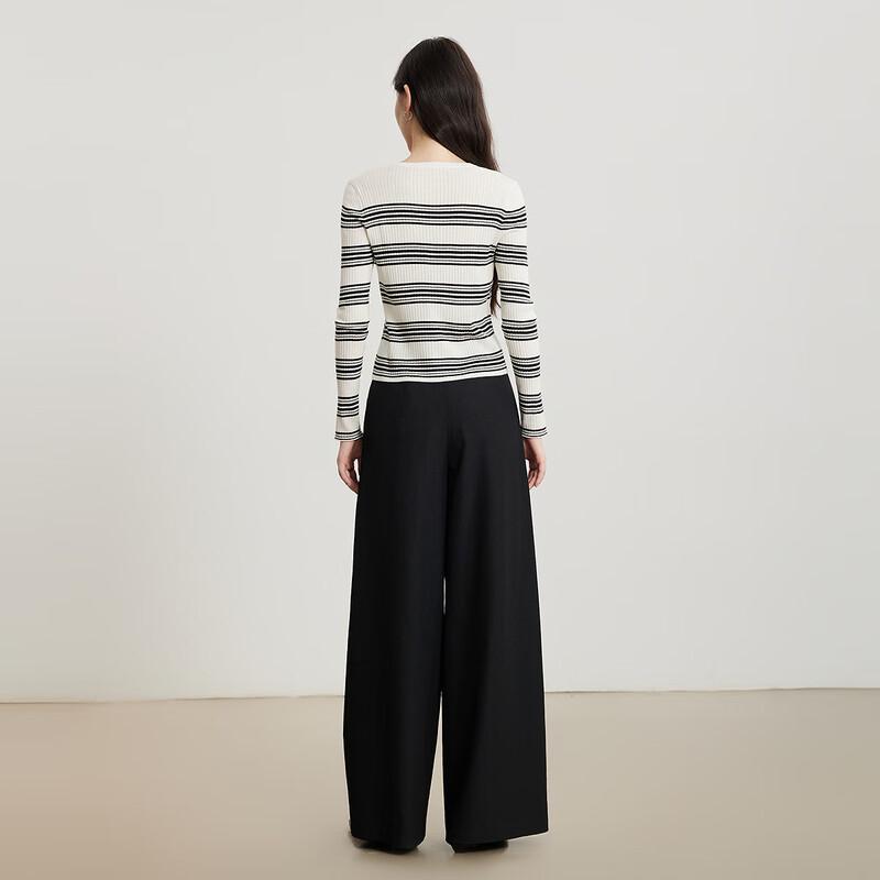 Women's Striped Long Sleeve Knit Sweater