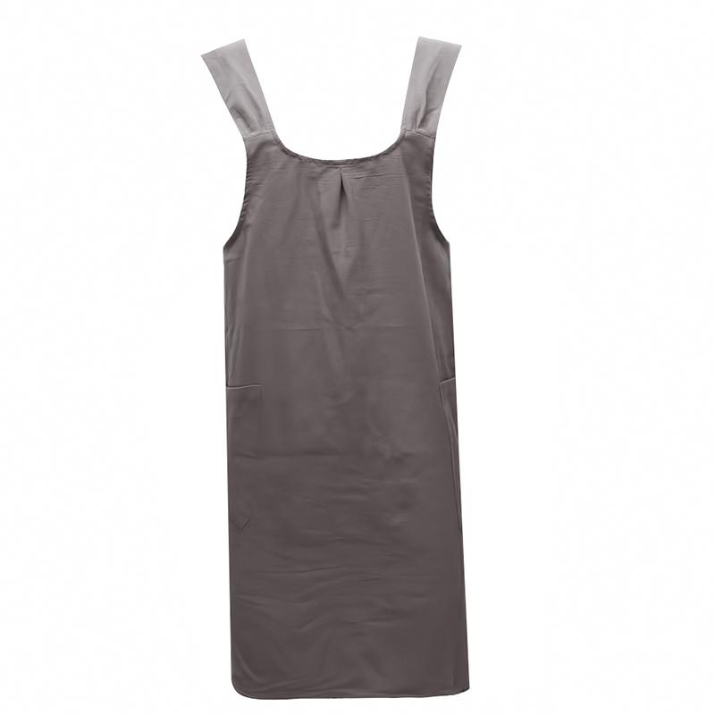 Waterproof Women Cross Back Apron Japanese Housework Kitchen Cooking Double Pocket Apron Solid Color Florist Working Apron NEW