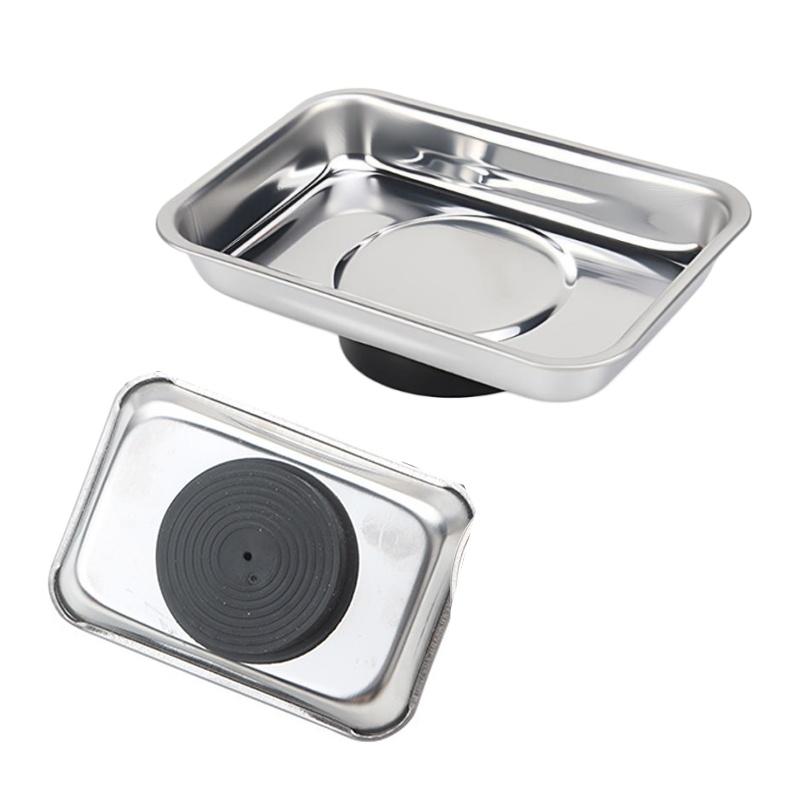1Pcs Stainless Steel Magnetic Parts Rectangular Trays Screw Wrench Organizing Hardware Accessories Magnetic Tray