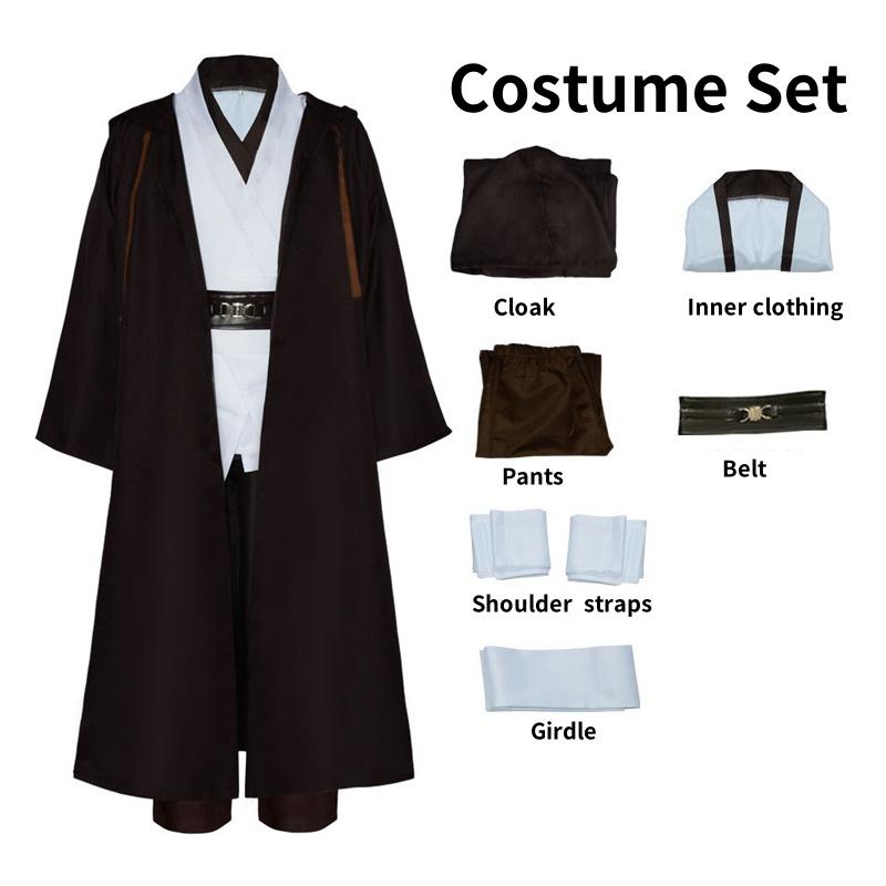 Realistic Jedi Costume Obi-Wan Kenobi Adult Cosplay Jedi Warrior Cosplay Hooded Cloak Clothing Suit Halloween Party Costumes