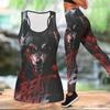 Wild Wolf Pattern Print Yoga Outfit for Women Fashion Workout Leggings Fitness Sports Casual Yoga Set Sports Suit