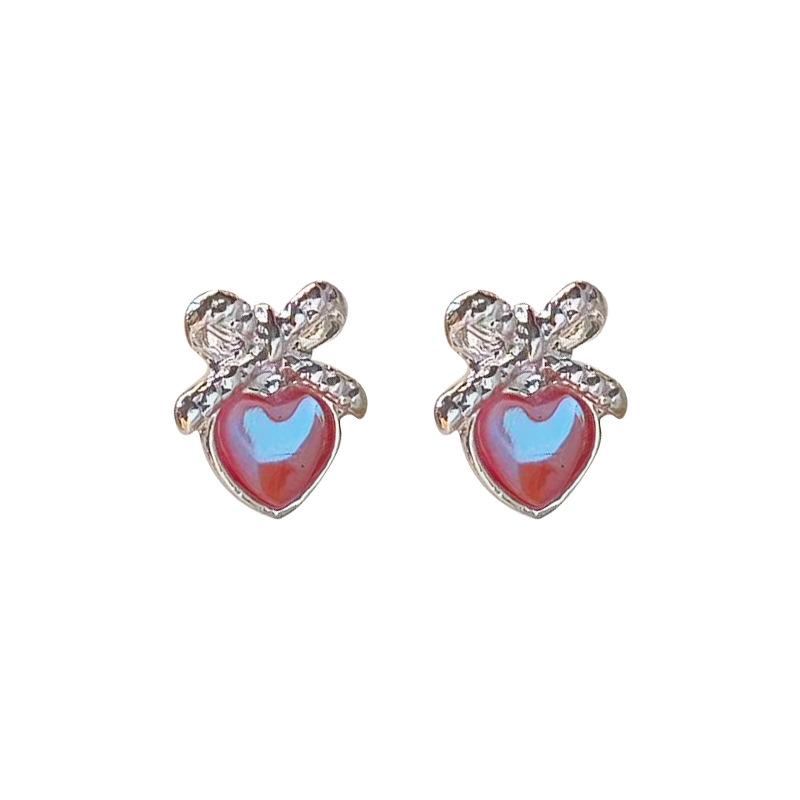 Silver Needle New Bow Stud Earrings Love Explosion Earrings Fresh and Sweet Girl Style Earrings Women