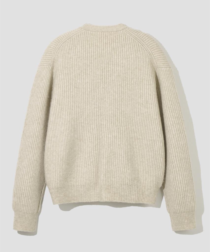 AGOD Hairy Ribbed Knit Cardigan [Oatmeal]