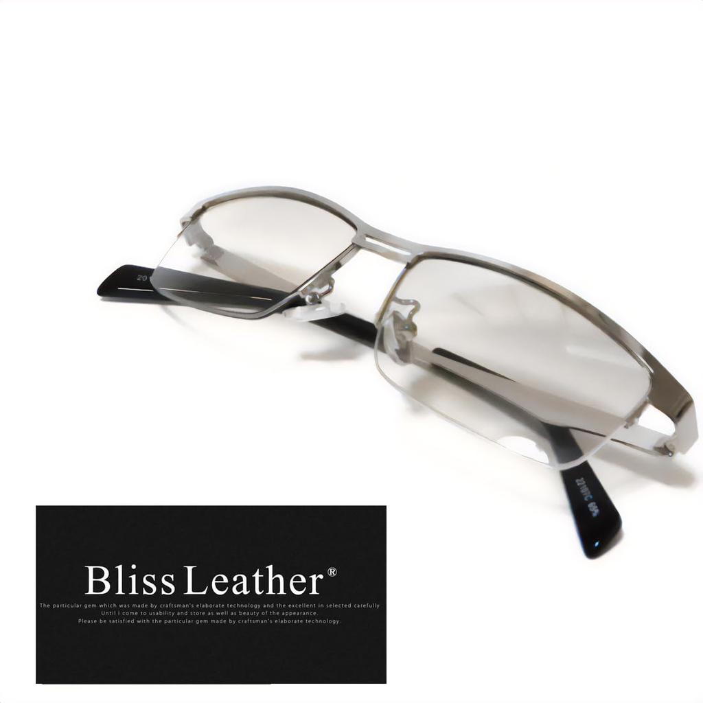 Bliss Leather Silver and Clear Square Rimless Sunglasses for Perfect for a Tough Slightly Tough Metal Thin Half-Rim Men, Look, Tinted, Transparent,