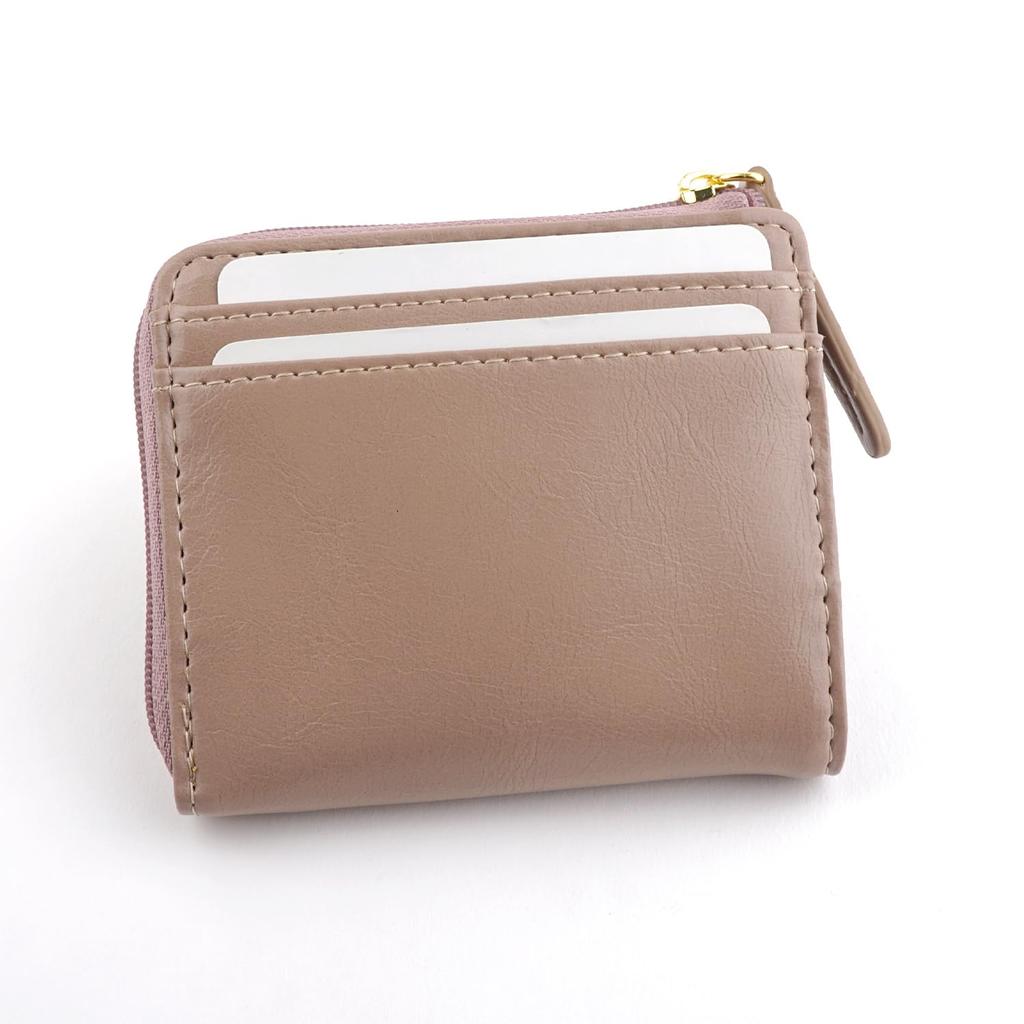 E-mono Coin Purse, Pass Case, L-Shaped Zipper, Multi-Function Coin Case (Taupe)