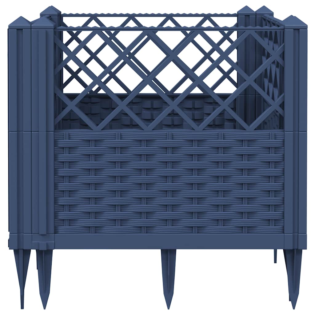 Plant Box with Ground Spikes Blue Grey 43.5 x 43.5 x 43.5 cm PP