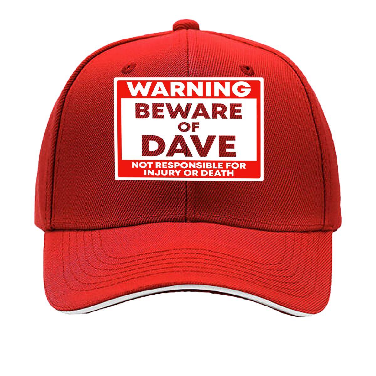 Funny BEWARE OF DAVE Vintage Cap with Dave Warning Print  Adjustable Retro Driver Hat for Unisex  W Sandwich Baseball Cap One Size
