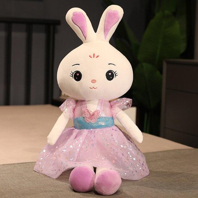 Kawaii Beautiful Rabbit Girl Plush Toys Lovely Rabbit with Fairy Dress Plushie Dolls Stuffed Soft Toy for Children Baby