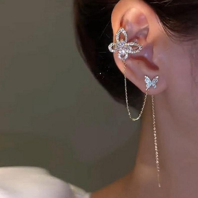 Earstuds Simple Fashionable Earrings Hollowed Out Butterfly Zircon Earrings for Women Ear Clips Ear Lines and Dynamic Accessories