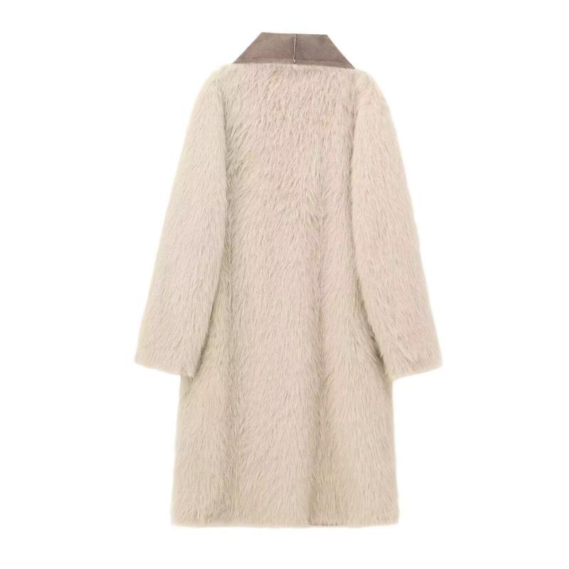 Women's clothing European and American temperament versatile long wear extended fur integrated coat coat on both sides 6318262
