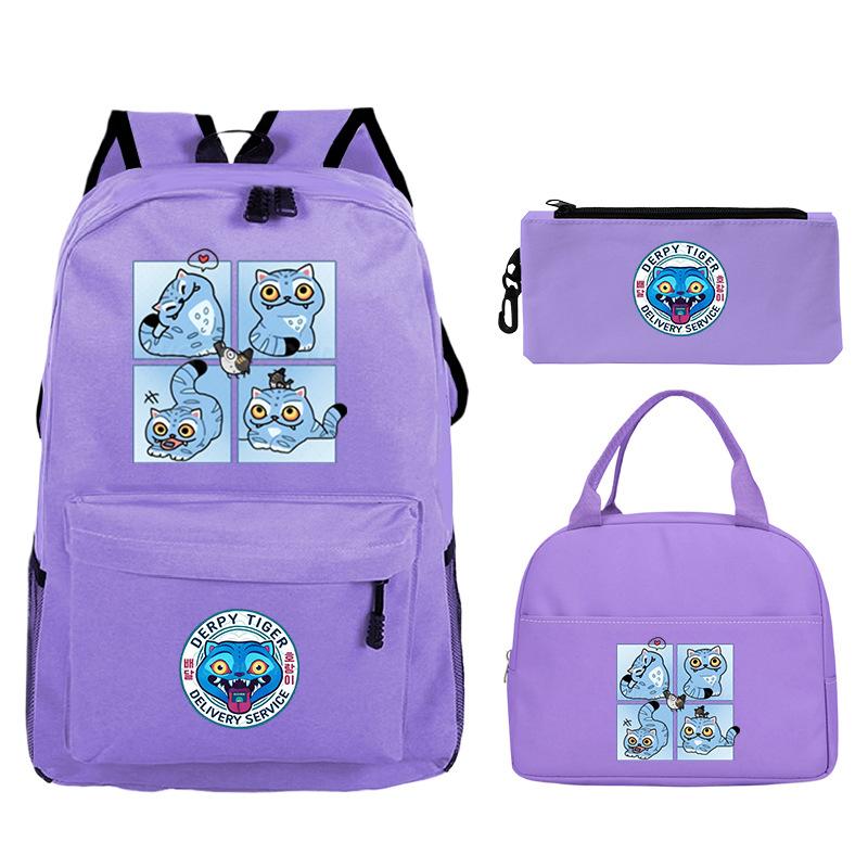 Demon Hunters Printed Children's Backpack Three-piece Campus Fashion Primary and Secondary School Students Large Capacity School Bag