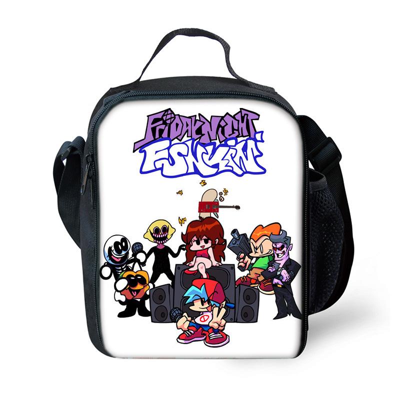 Classic Popular Novelty Funny Friday Night Funkin 3D Printed Picnic Bag Lunch Box Lunch Tote Bag School Food Bags