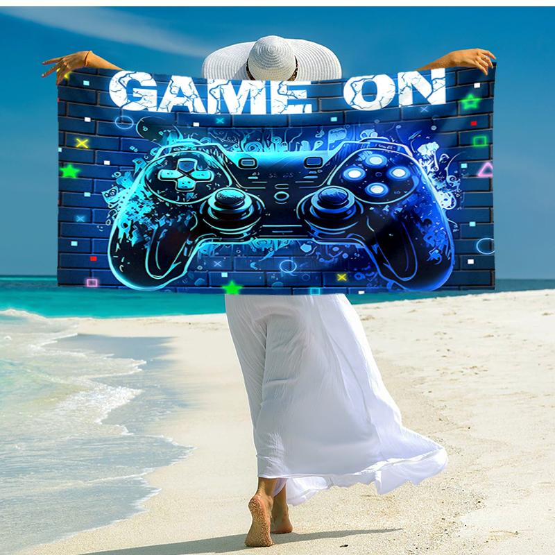 Ultra-Soft Beach Towel with Game Controller Theme,Ideal for Pool - Camping, Diving - Perfect Travel Essential, Vibrant Beach Towel.