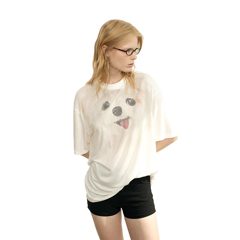 

GREEN BELT Women s Dog Print Relaxed Fit T-Shirt L