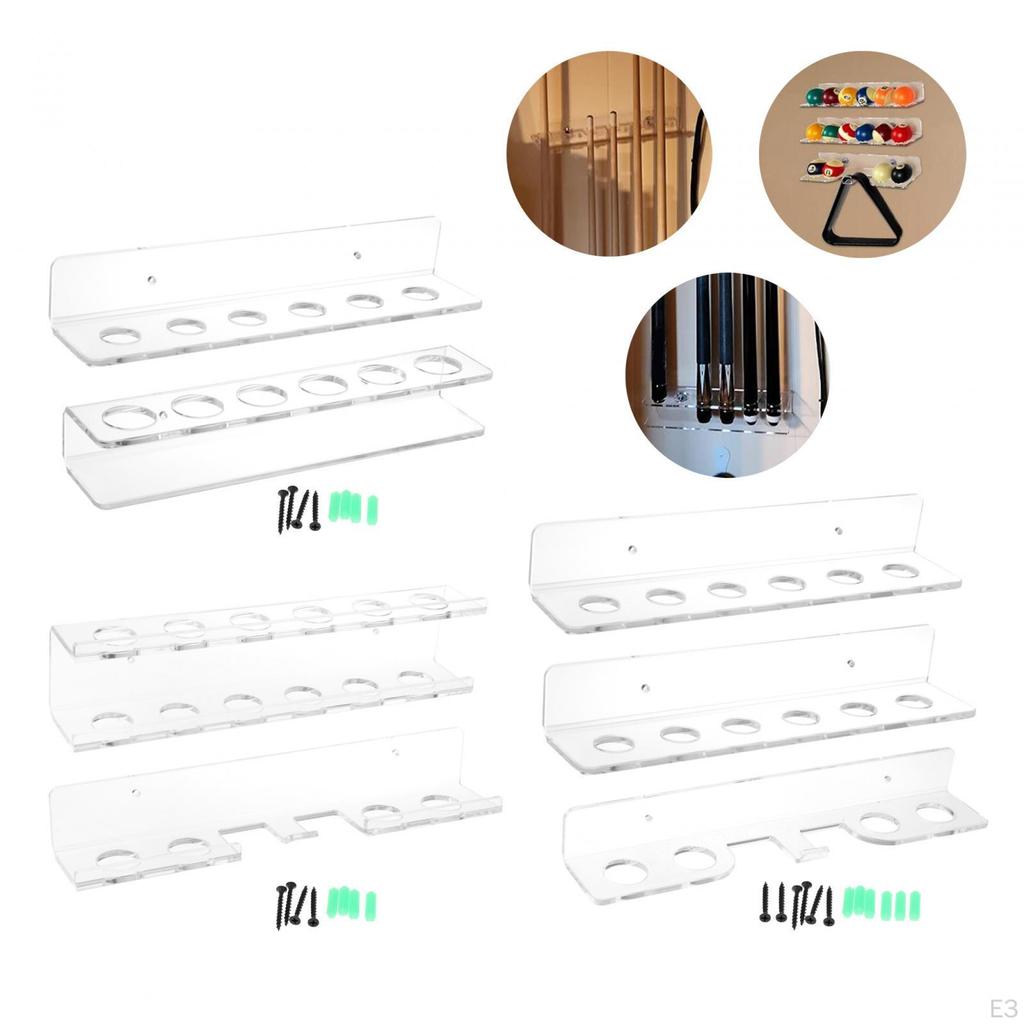 Billiard Cue Holder Pool Rack Wall Mount Hanging Easy Using Snooker for Game Room